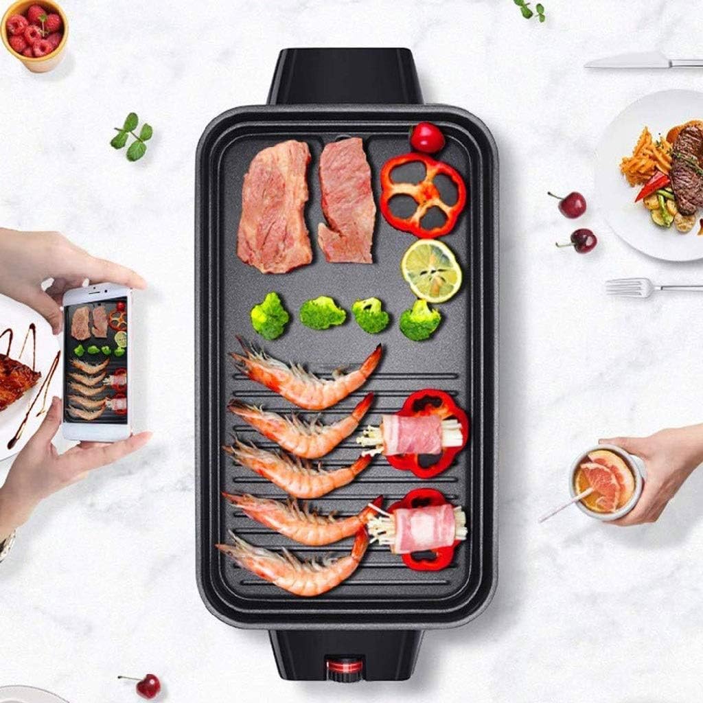 Smokeless Barbecue Dish，Indoor Grill Coated Non-Stick Pancake Griddle, Extra Large Surface