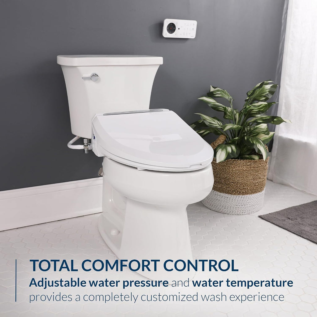 Bio Bidet USPA PRO Modern Bidet Seat, Warm Water, Heated Seat & Dryer, Remote Control, Round