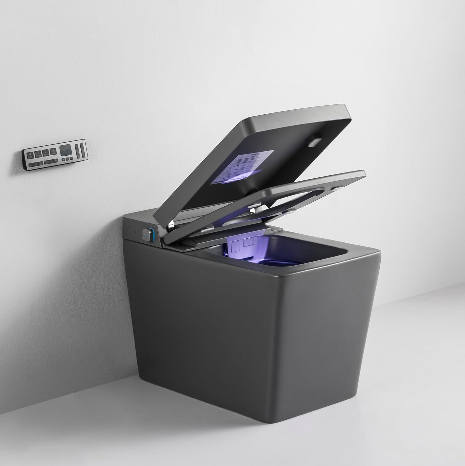 WinZo Grey Smart Toilet with Bidet Built in, Tankless Bidet Toilet with Heated Seat, Auto Flush/Auto Open/Close, Instant Warm Water & Dryer, Night Light, Digital Display for Bathroom, Matte Grey