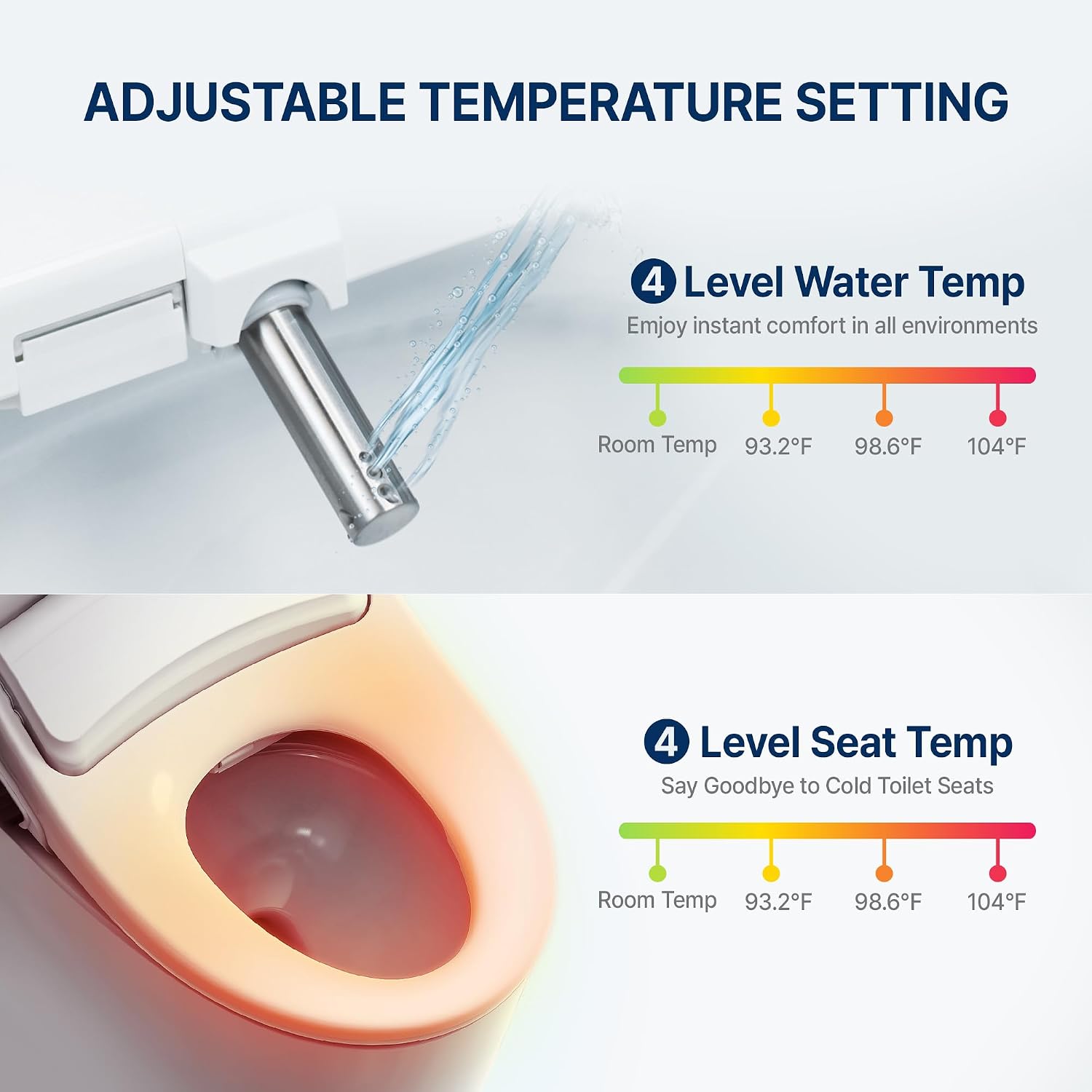 Inus N21 Electric Heated Bidet Toilet Seat Elongated, Warm Water, Smart Heated Water Luxury Bidet Toilet Seat with Kids Mode, Self Cleaning Nozzle, Tankless, Smart Touch Panel & Temperature Control
