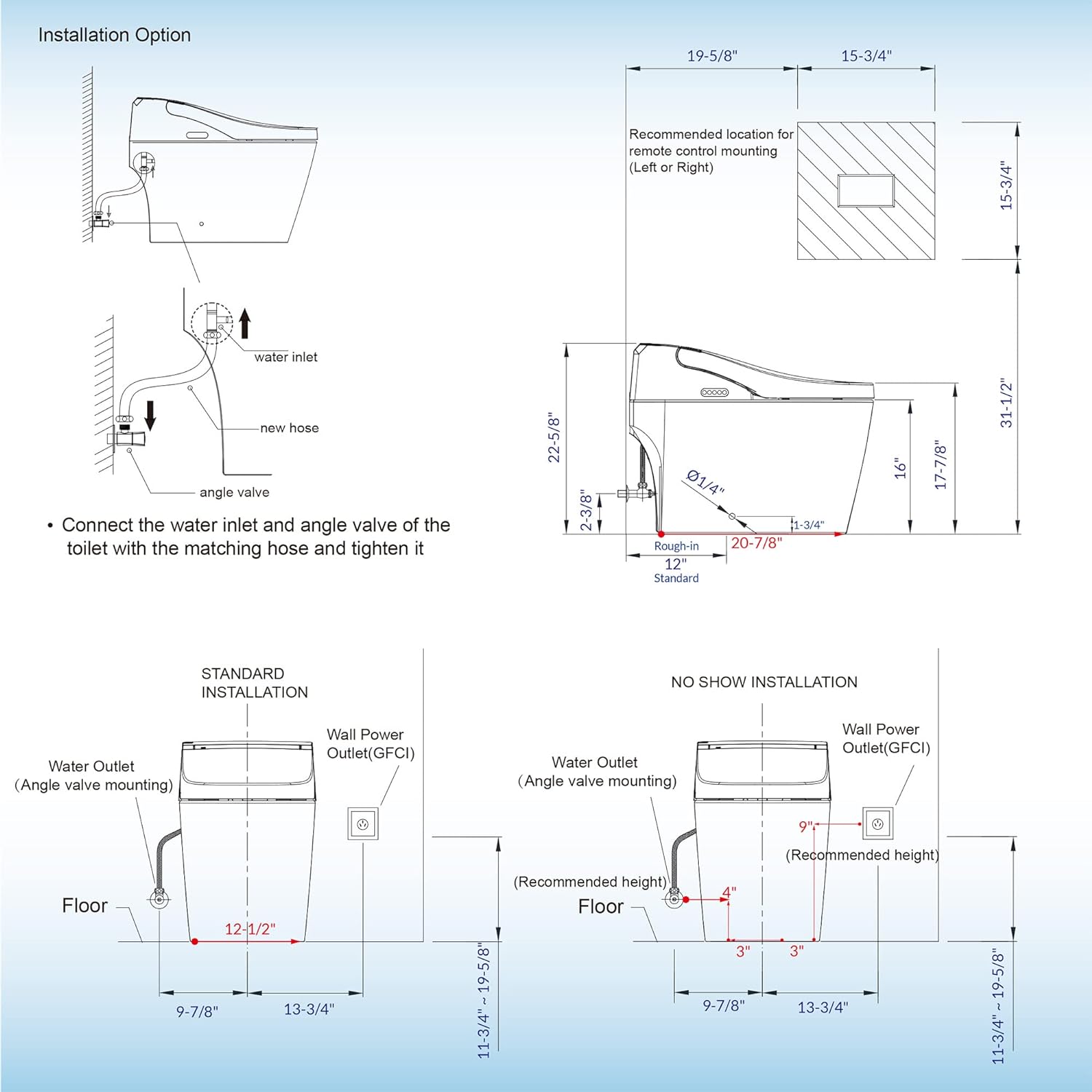 WOODBRIDGE B0960S Auto Flush, Auto Open & Auto Close, 1.28 GPF Single Flush Toilet with Intelligent Smart Seat and Wireless Remote Control, Chair Height
