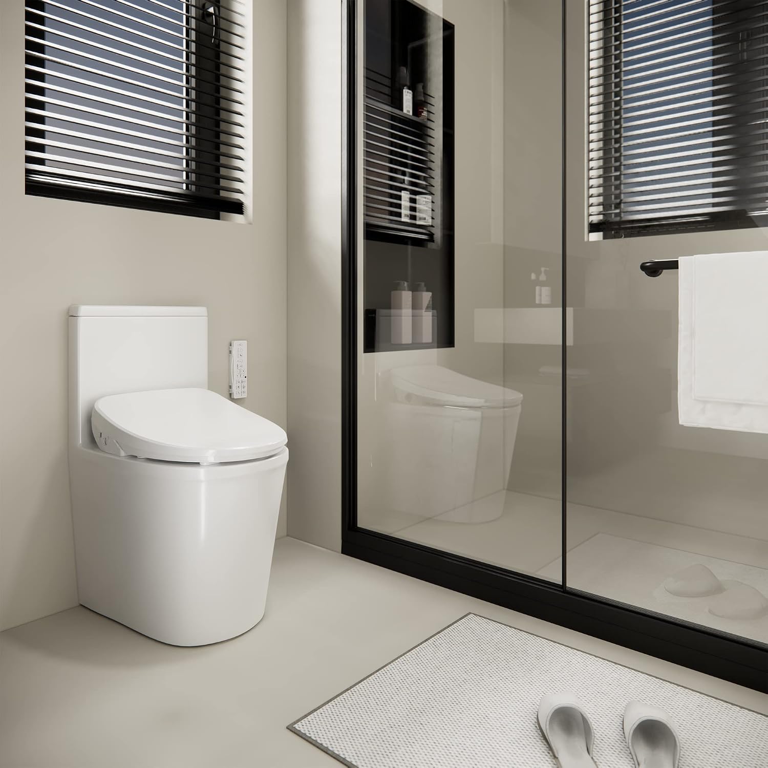X1 Electric Bidet Seat for Elongated Toilets with Remote Control- Electronic Heated Toilet Seat with Endless Warm Water and Multifunctional Wash Functions，White，Easy Installation