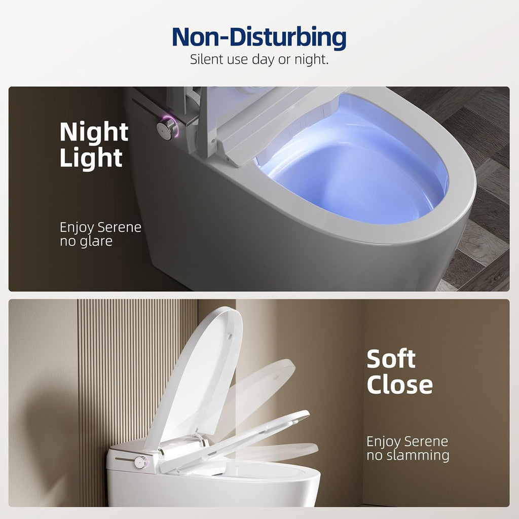 Smart Toilet with Bidet Built in - Electric Bidet Toilet with UV-C Light, Foot Sensor Operation, Auto Flush, Heated Seat, Instant Warm Water, Air Dryer, 1.06 GPF One-Piece Toilet