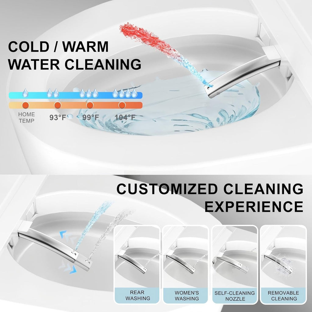 TDH Luxury Smart Toilet, Heated Seat with Warm Water Sprayer & Dryer, Walk Away Auto Flush and Close,One Piece Toilet for Bathrooms with Remote Control