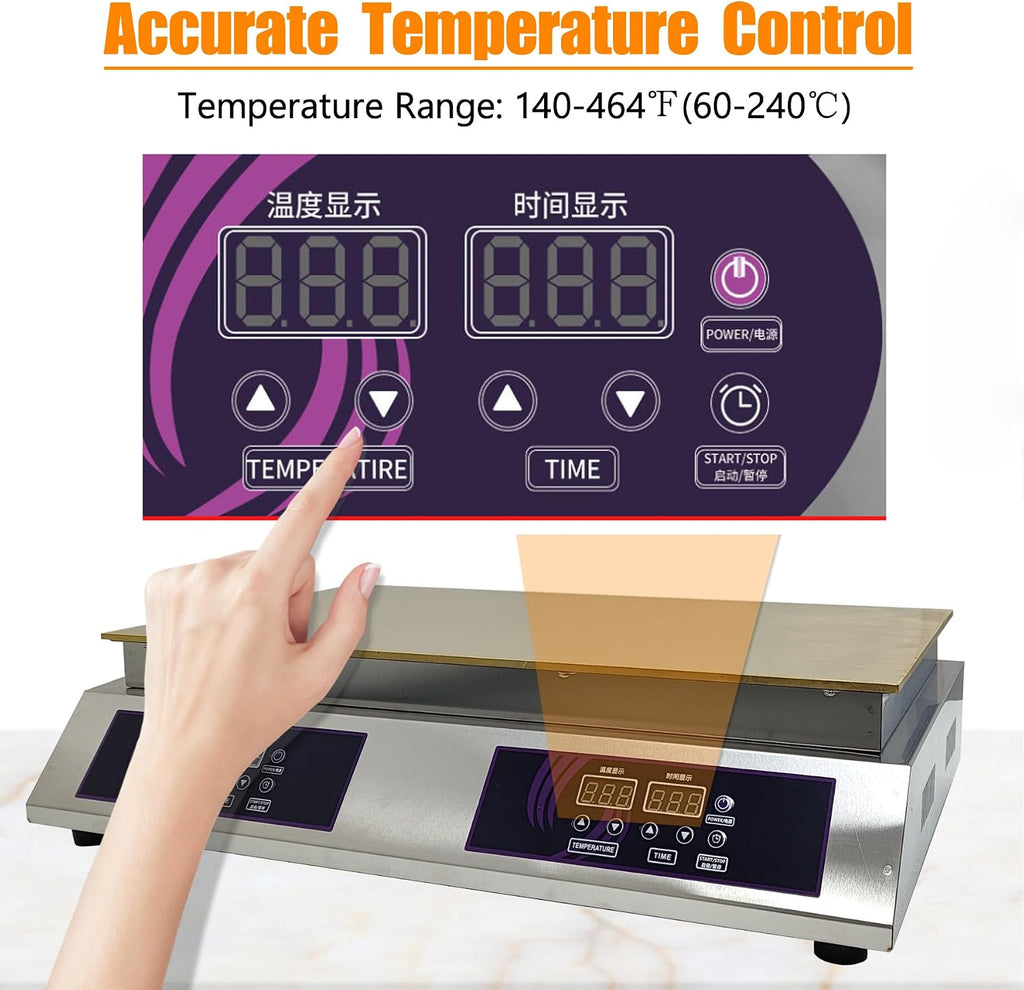 TECHTONGDA 110V Commercial Souffle Machine Souffle Pancake Maker Dorayaki Baker Double Plate Electric Griddle Digital Display Muffin Maker 26.3x13.8in Copper Heating Surface Fluffy Pancakes Machine