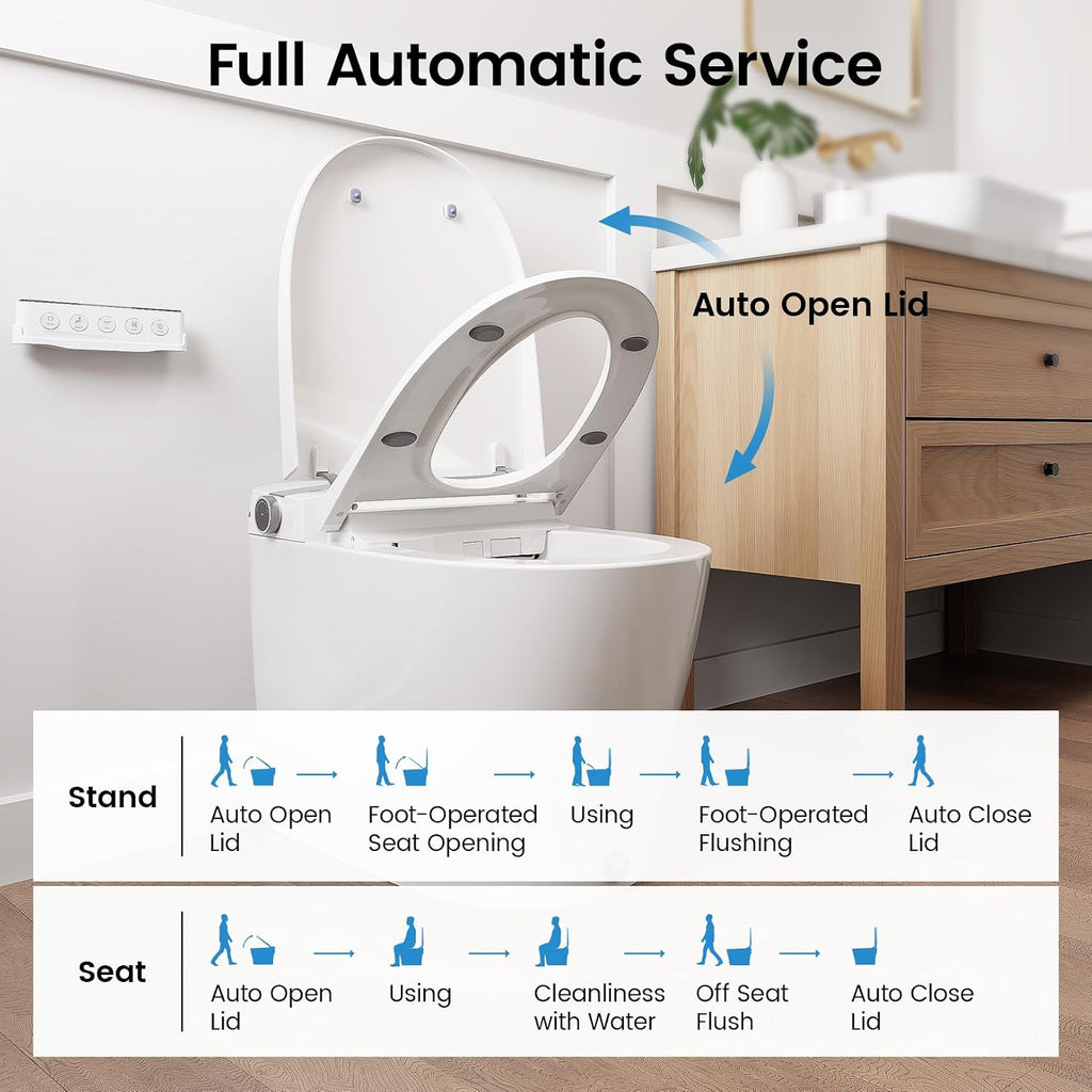 SOTOMO DA80U Smart Toilet, Modern Elongated Bidet with Built-in Water Tank, Assisted Pump, Heated Seat, 1.06 GPF Auto Flush, Warm Water, Remote and Foot Kick Operation, Plus Blackout Flush Feature