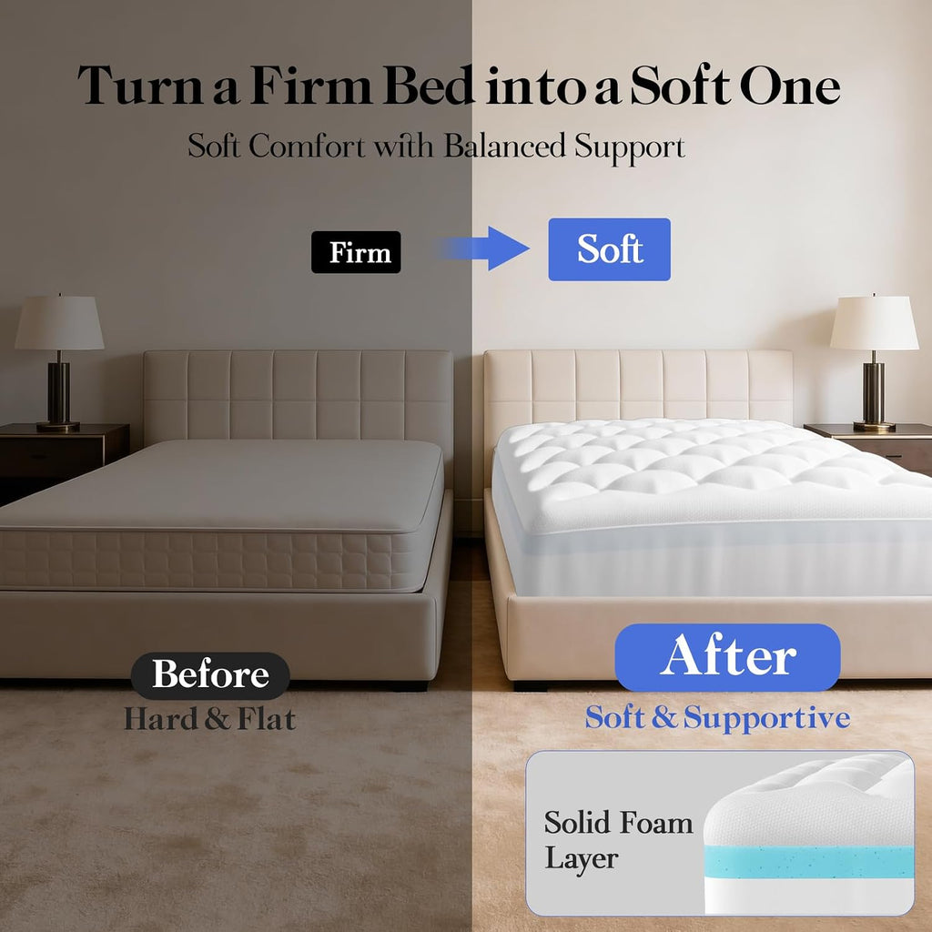 OhGeni Cooling 4 Inch Twin Size Dual Layer Mattress Topper 2 Pack, 2 Inch Gel Memory Foam, 2 Inch Soft Pillow Top Pad, Washable Bedroom Cover for Kids Mattresses, Sleep Comfort and Back Pain Relief