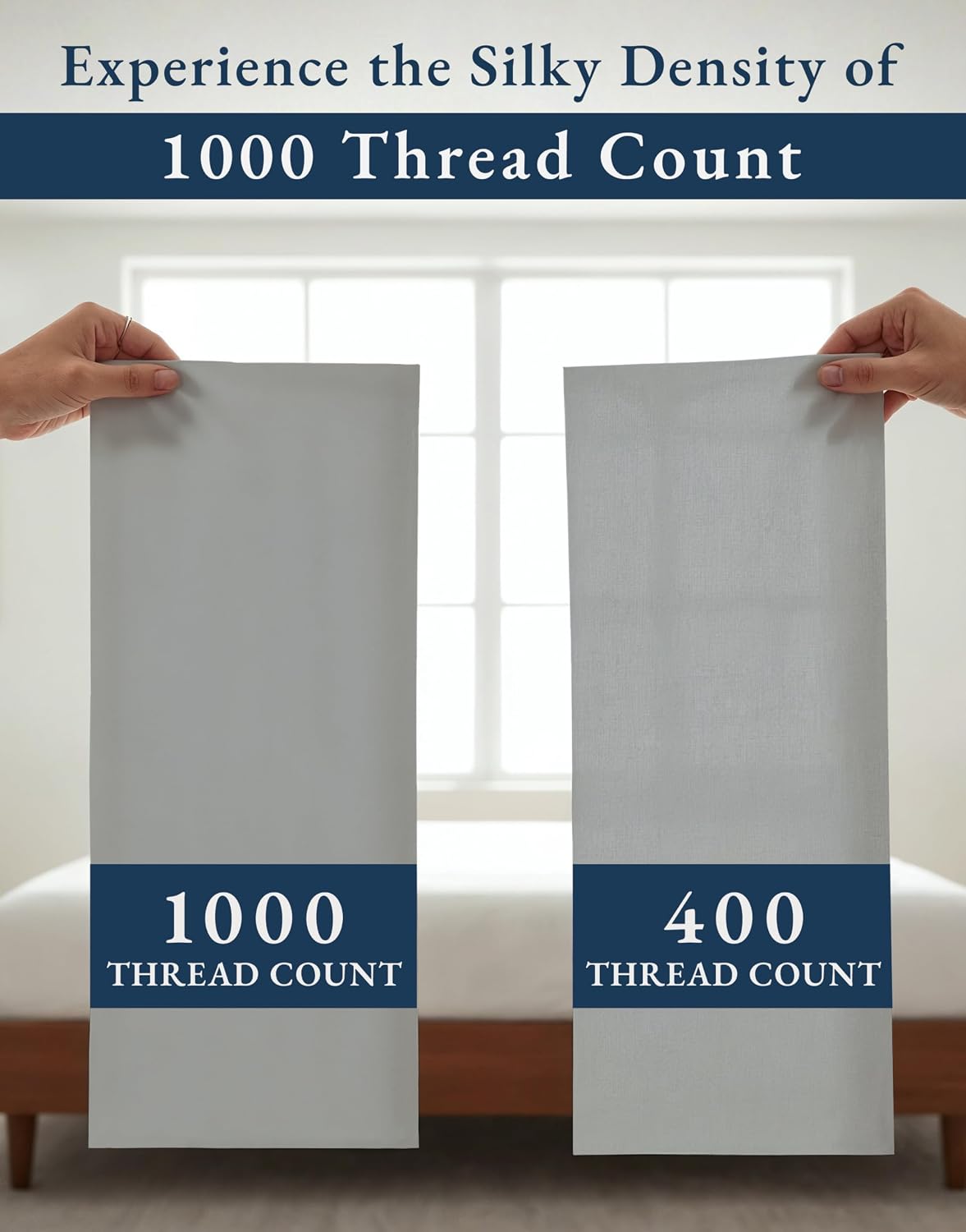 100% Egyptian Cotton Sheets King Size - 1000 Thread Count Naturally Cooling & Breathable Sateen King Size Sheets Set, Ultra-Soft & Durable Hotel Luxury Sheets with 15' Snug Fit Deep Pockets - Silver