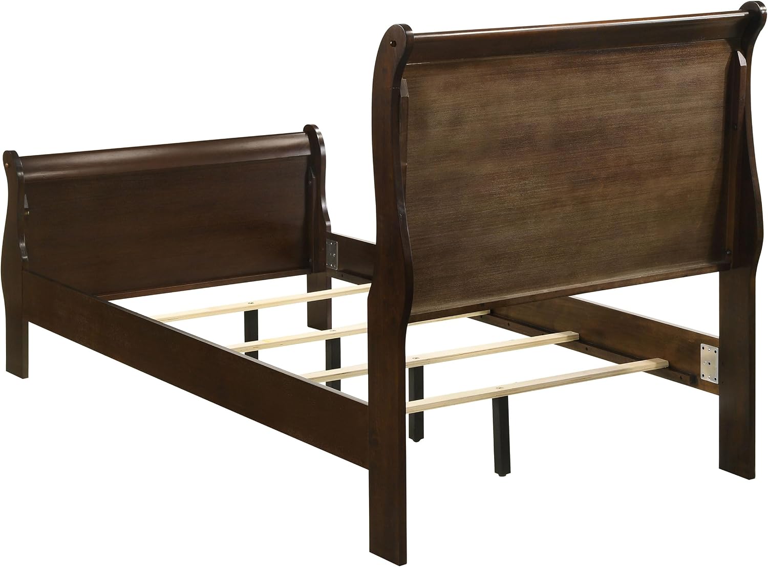 Coaster Home Furnishings Louis Philippe 5-piece Bedroom Set Twin Size Traditional Wooden Sleigh Bed Frame 47-Inch Panel Headboard Nightstand Dresser Mirror and Chest Cappuccino Brown 202411T-S5