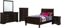 Coaster Home Furnishings Louis Philippe 5-piece Bedroom Set Twin Size Traditional Wooden Sleigh Bed Frame 47-Inch Panel Headboard Nightstand Dresser Mirror and Chest Cappuccino Brown 202411T-S5