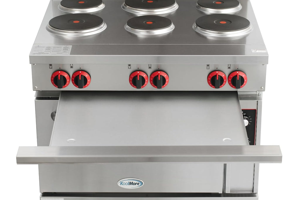 KoolMore 36 in. Commercial Electric Range with 6 Burners and 1 Standard Electric Oven in Stainless Steel - 208V 3-Phase, CSA Listed (KM-CR36-E)
