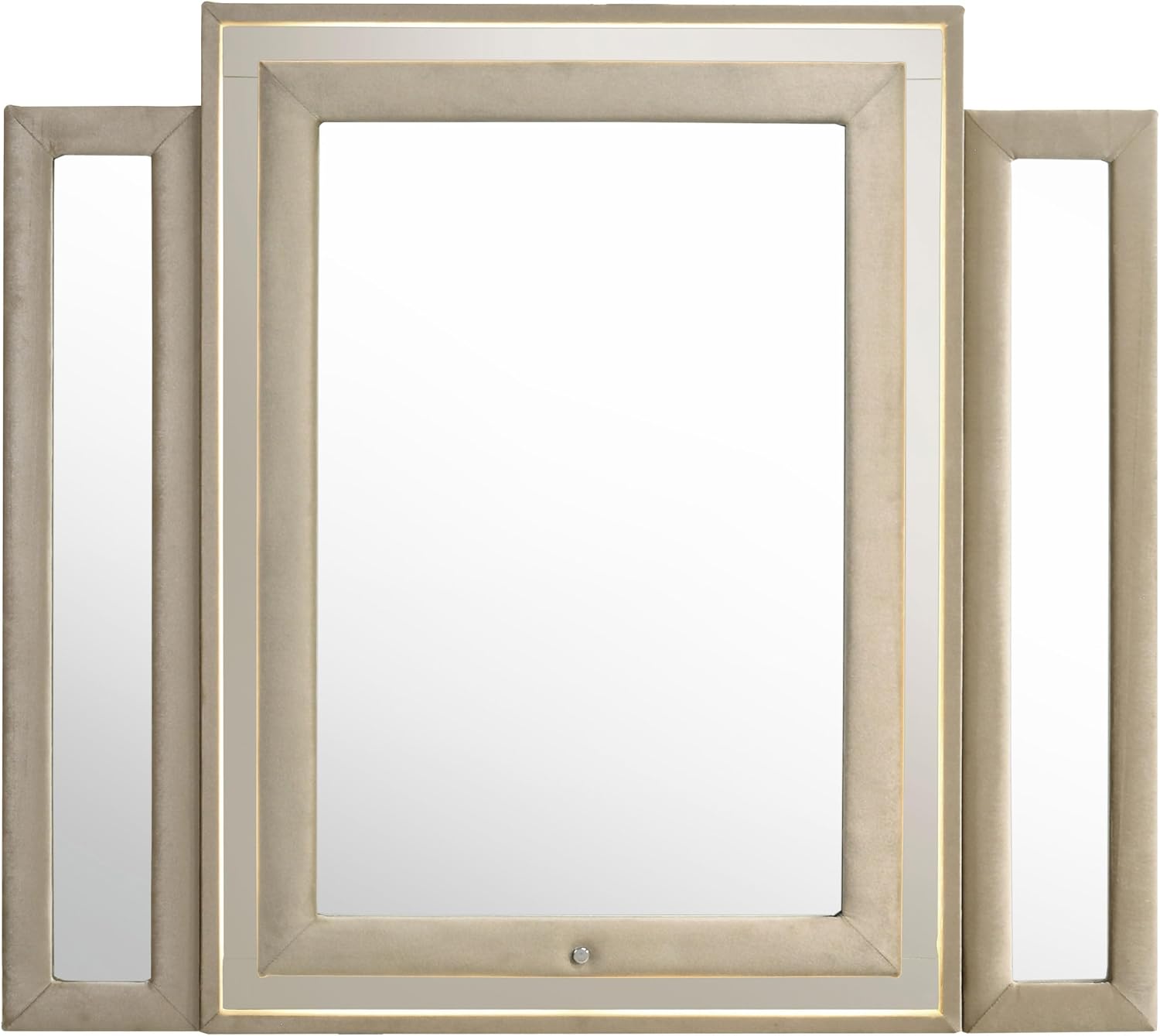 Coaster Home Furnishings - Lorient - Wood - 4-Piece Bedroom Set with LED Wingback Bed, USB Port, Traditional Style and Tufted Crown Details - Bedroom - Queen Size - Ivory and Camel - 222661Q-S4