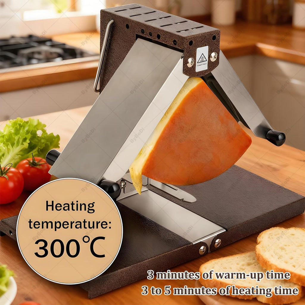Commercial Cheese Melter Machine,Multi-Function Electric Raclette Cheese Melter,1000W Dual Heating for Half Round, Blocks & Wedges,0-90° Adjustable Foldable Electric Melt Station