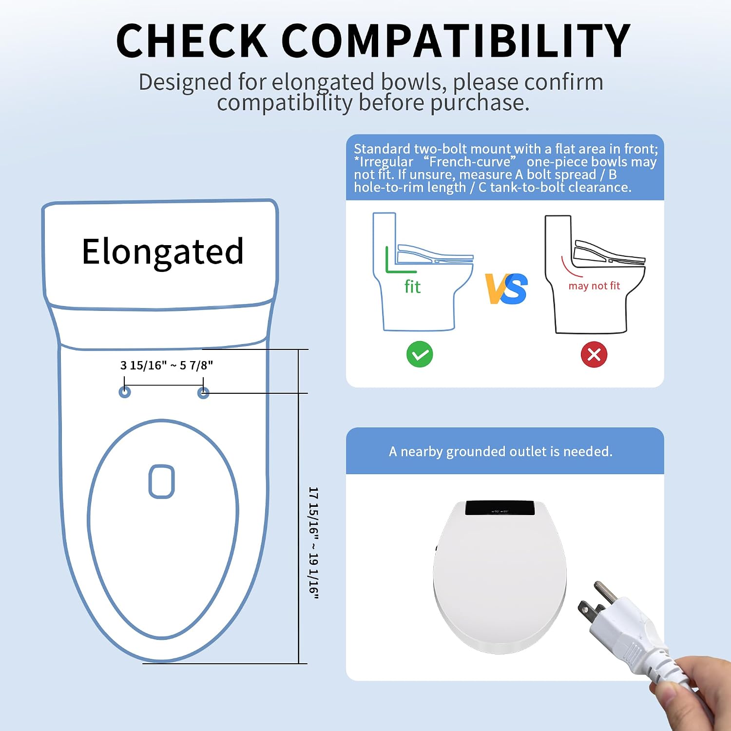 DeerValley Smart Toilet with Bidet Built in, Smart Toilet for Bathrooms with Powerful Flush, Foot Sensor Operation, Heated Seat, Dryer, Night Light, Digital Display