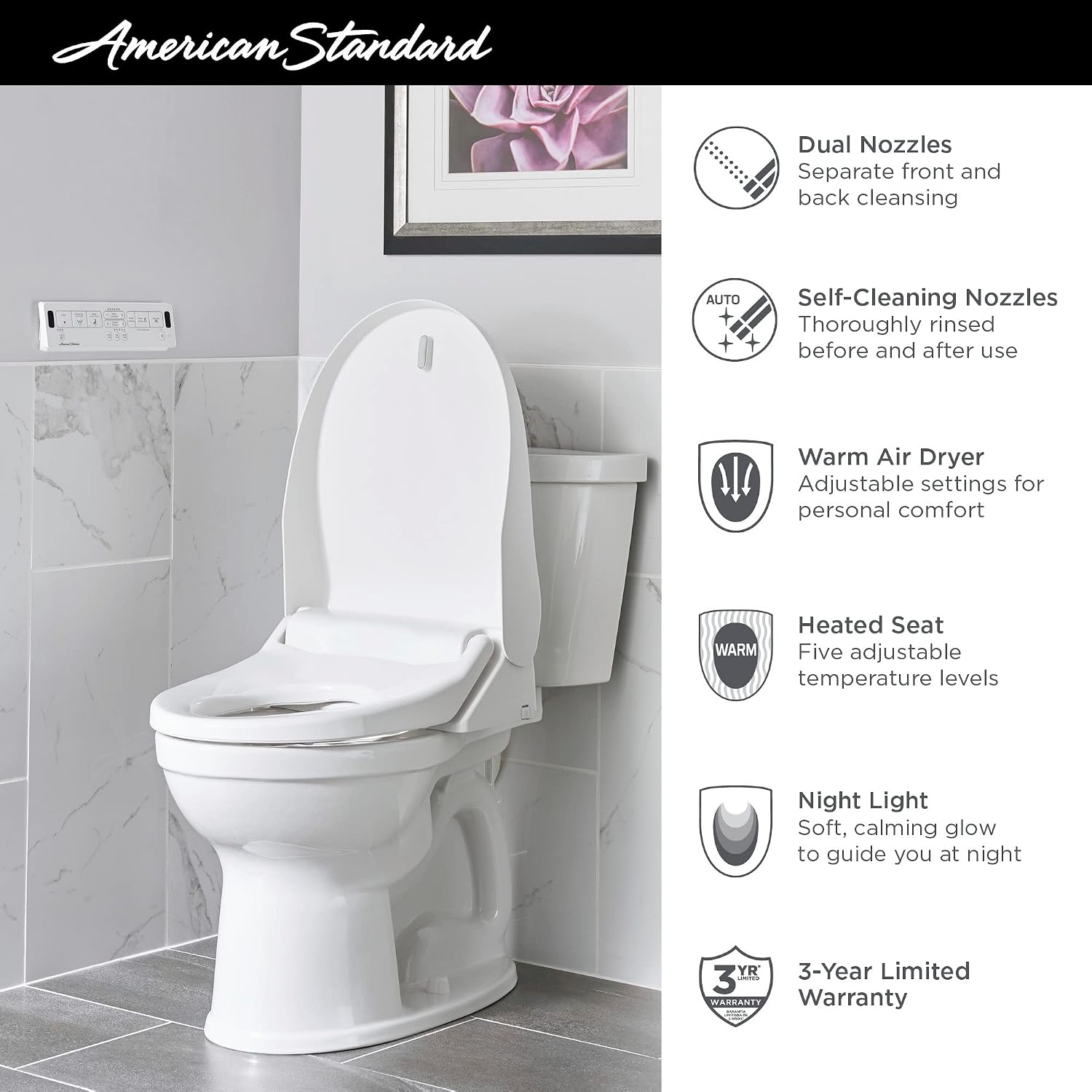 American Standard 8012A60GRC-020 Advanced Clean 2.5 SpaLet Bidet Seat with Remote Control, White