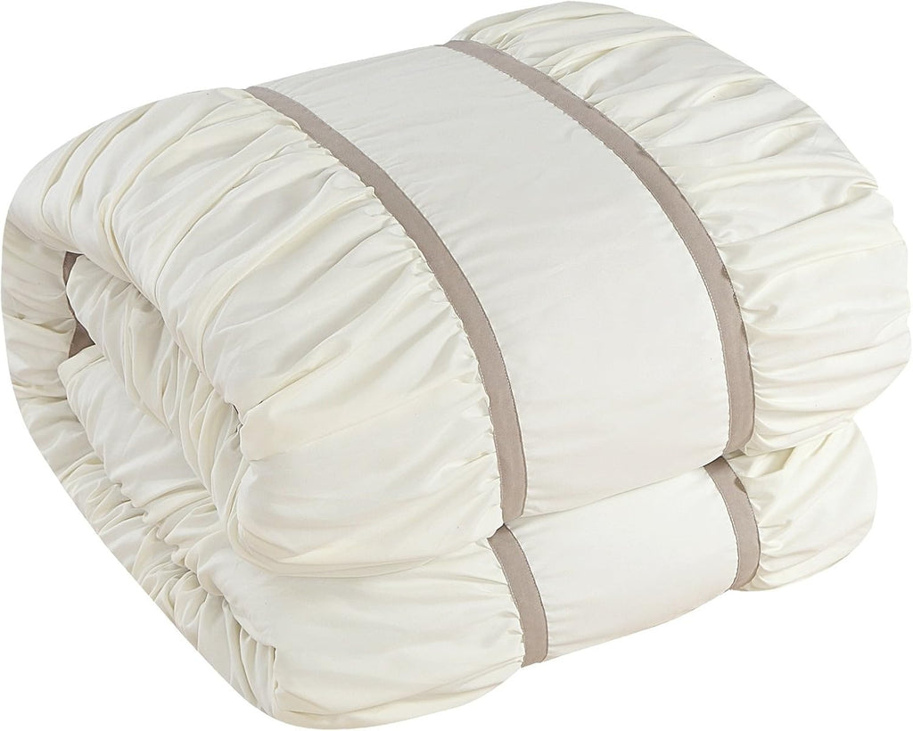 Chic Home Cheryl Comforter Complete Bed Set, Beige, King (10 Piece)