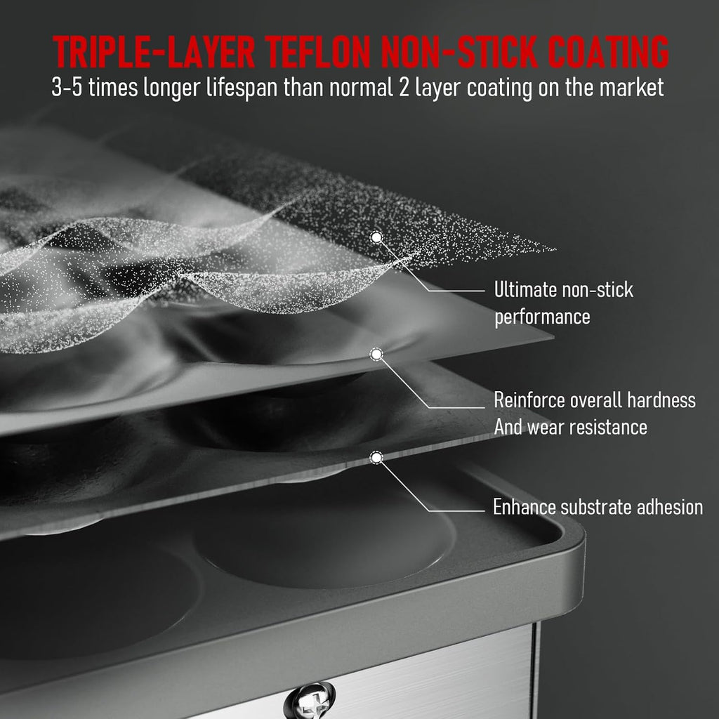 CROSSON Mini Pancake Maker, 50PCS 43mm Diameter Dutch Muffin Waffle Baker, Non-stick Stainless Steel Poffertjes Grill, Commercial Electric Dorayaki Machine W/Temp & Time Control 120V/1750W