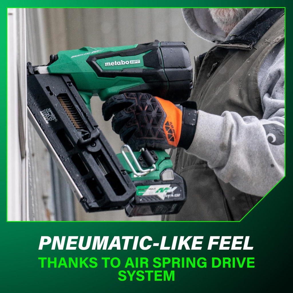 Metabo HPT 36V MultiVolt Cordless Plastic Strip Framing Nailer Kit, 21 Degree Framing Nailer with Power Tool 2.5Ah Lithium Ion Battery, Drives 2' to 3-1/2' Nails, NR3690DR