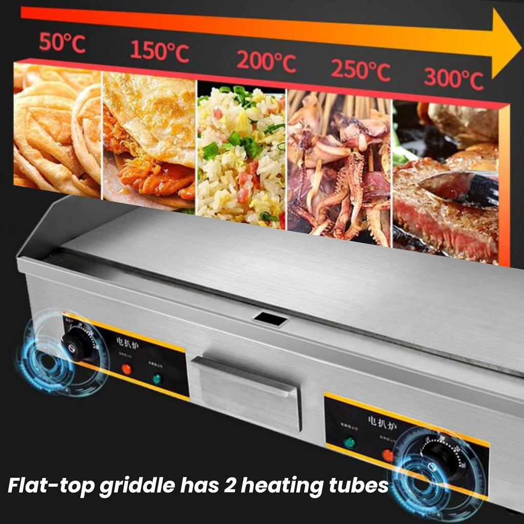 Commercial Electric Griddle 29', 4400W Stainless Steel Countertop Griddle Nonstick Flat Top Grill Indoor with 122℉-572℉Dual Temperature Control