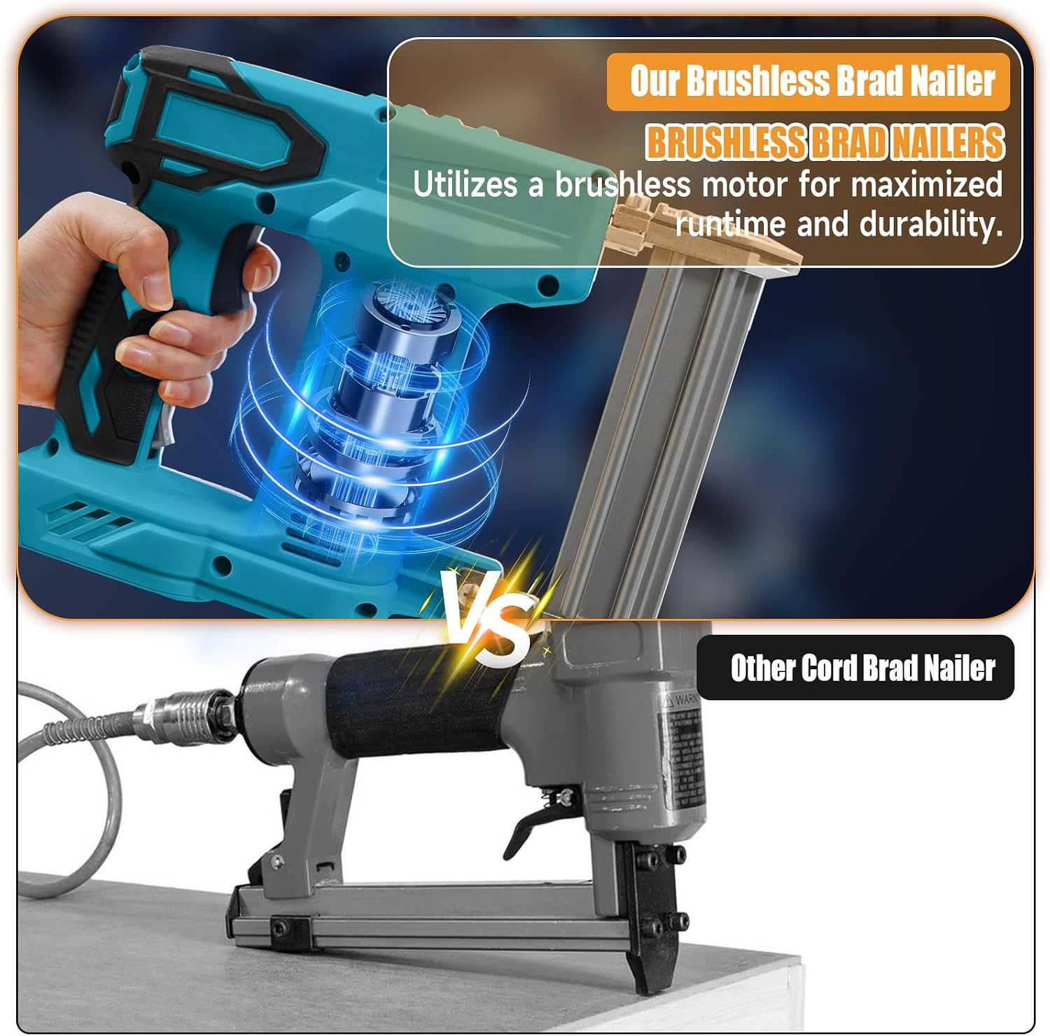 JOJOCY 18 Gauge Cordless Brad Nailer, 2-in-1 Battery Powered Stapler/Nail Gun, Drives 2' Nails for Upholstery & Woodworking (Tool Only) (for MAK-ITA 18V)