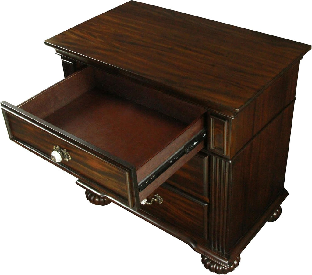 Furniture of America FOA Damos 2pc Dark Walnut Solid Wood Bedroom Set - King + Nightstand