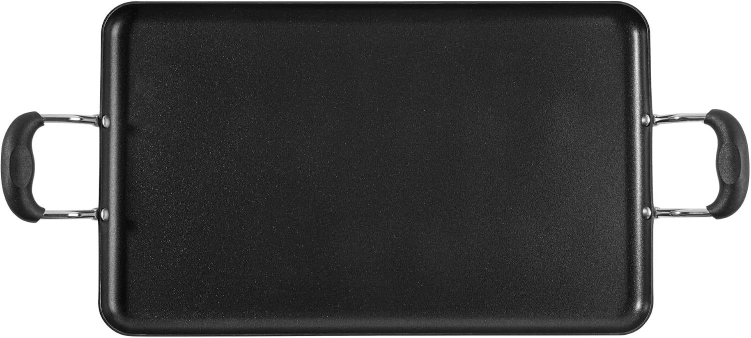 Restaurantware-Met Lux 19 x 11.7 Inch Double Burner Griddles, 10 No-Stick Flat Top Grills - Cool Touch Handles, Compatible With Gas And Electric, Aluminum Griddle Pans, Even-Heating, For Eggs