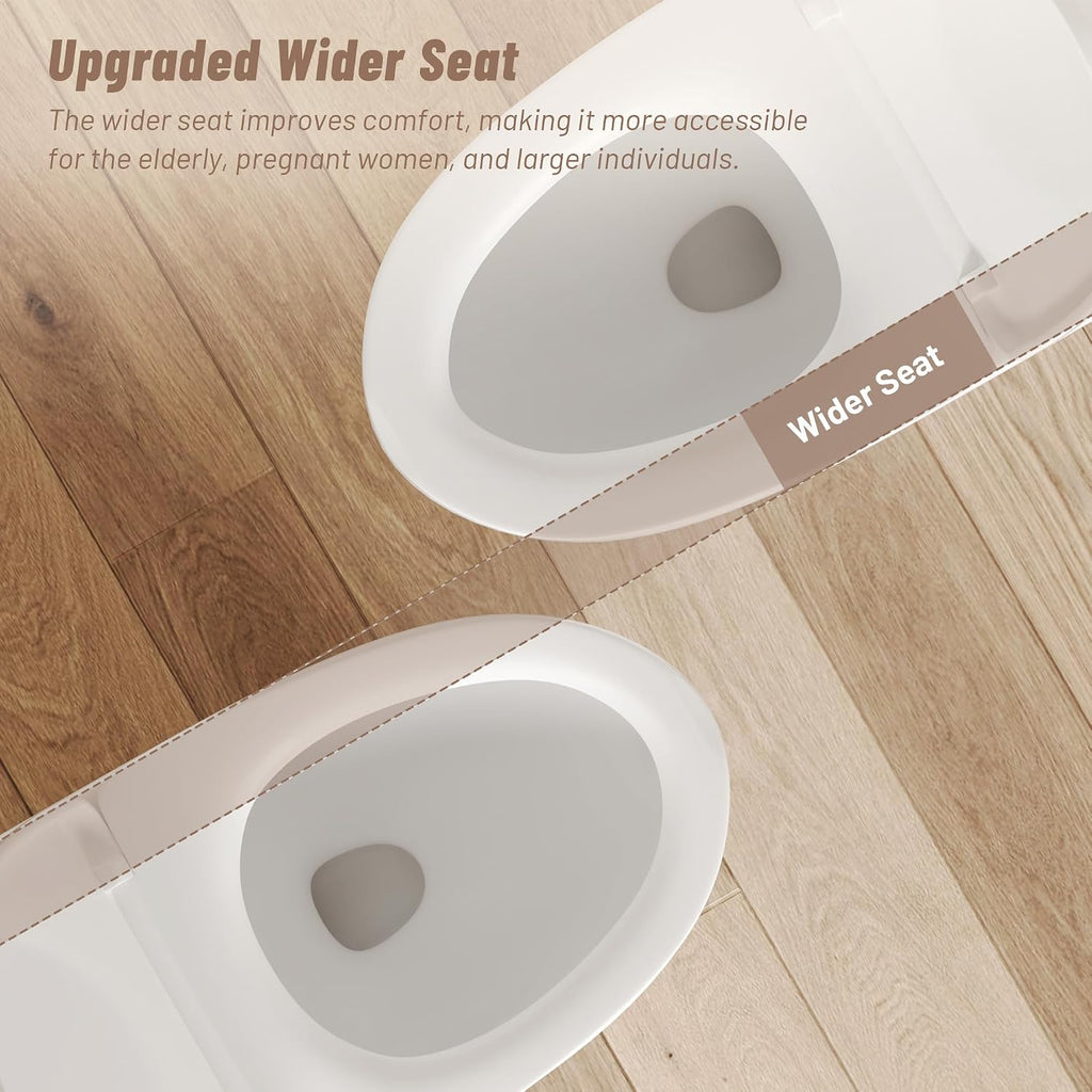 DeerValley Elongated Toilet with Comfort ADA Seat Height Modern 12' Rough-In One Piece Toilet for Bathroom Dual Powerful Flush DV-1F026Pro