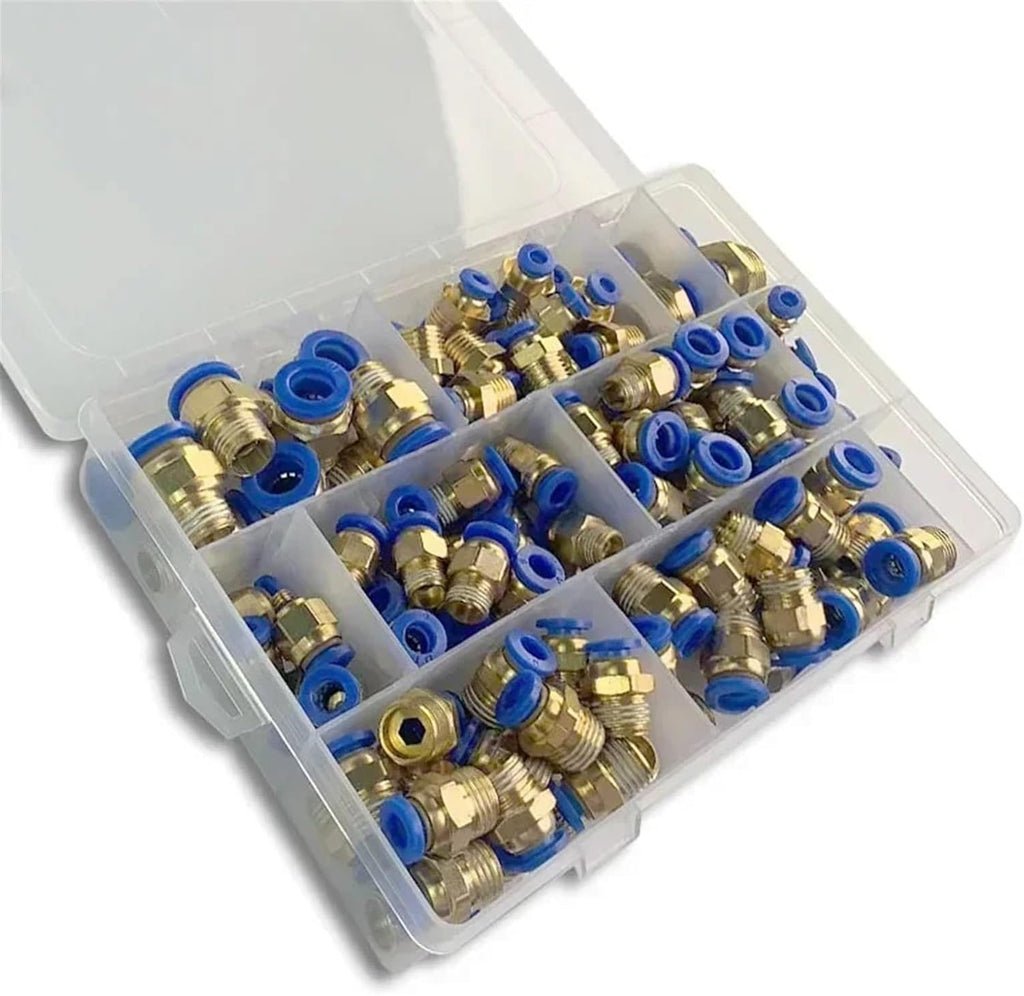 PC Series Box 4mm 6mm 8mm 10mm 12mm Air Joint Connectors Push in Hose Tube Pneumatic Fitting 1/4 1/8 1/2 Quick Release Couplings(A kit (134pcs))