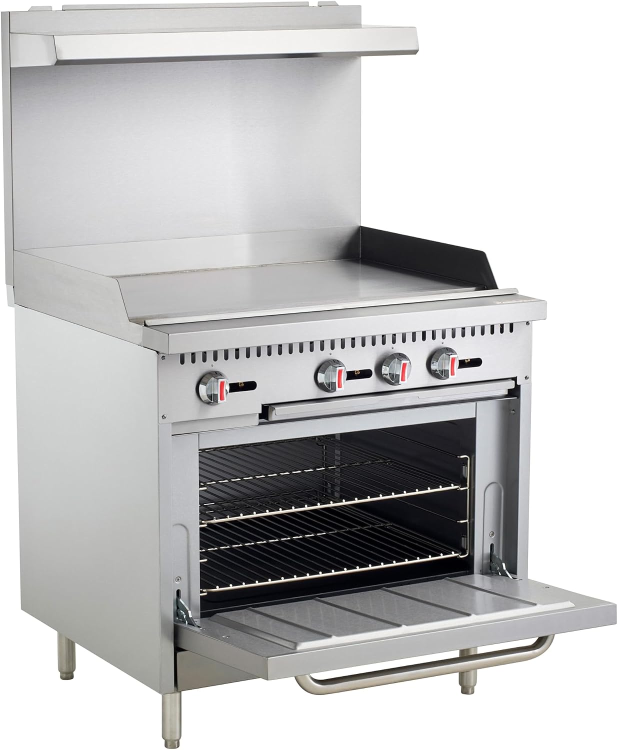 Kratos 36' Wide Commercial Gas Range and Oven, 36' Griddle with Full Sized Oven, 60,000 Total BTU, Stainless Steel Griddle for Restaurants, Natural Gas (29Y-174-NAT)