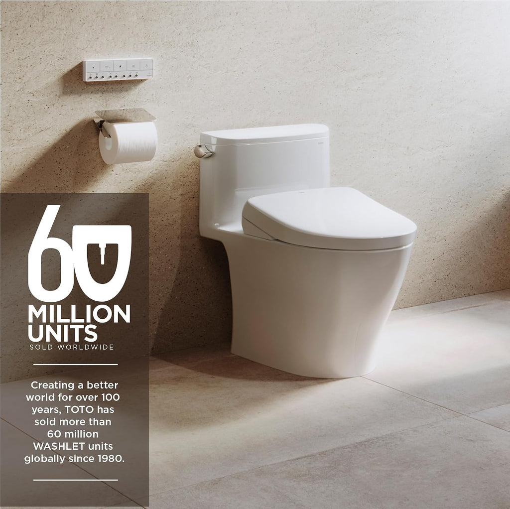 TOTO® WASHLET®+ S7A Electronic Bidet Toilet Seat, EWATER+® Bowl and Wand Cleaning, Auto Open and Close Classic Lid, Elongated, Cotton White - SW4734AT40#01