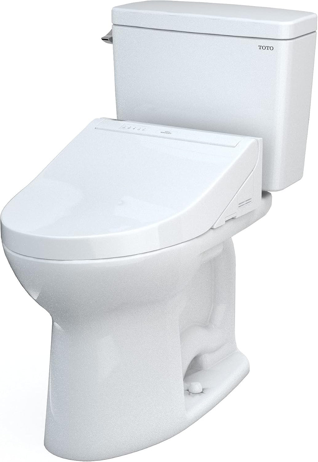 TOTO Drake Two-Piece Elongated 1.28 GPF Universal Height TORNADO FLUSH Toilet with CEFIONTECT and SoftClose Seat, WASHLET+ Ready, Cotton White - MS776124CEFG#01
