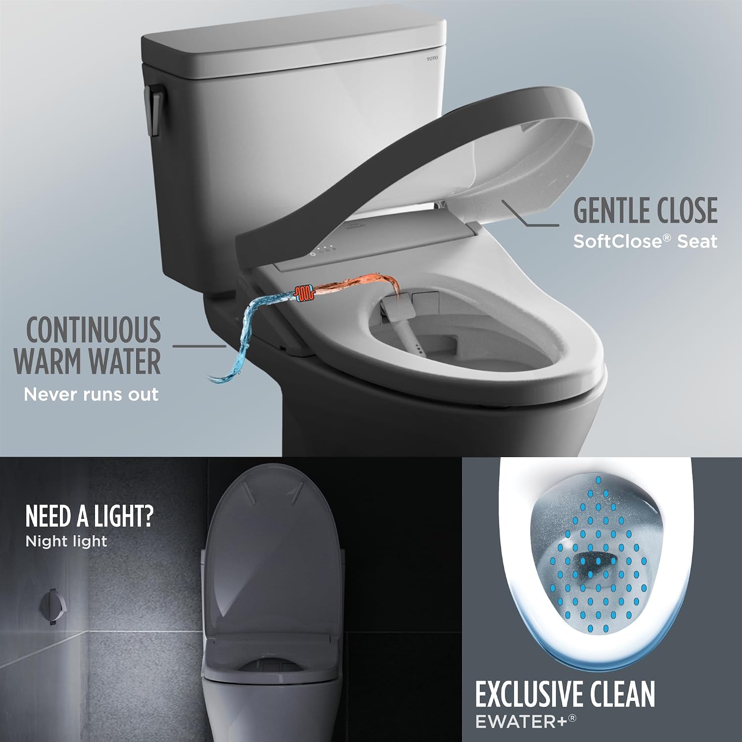 TOTO® Drake® WASHLET®+ Two-Piece Elongated 1.6 GPF Universal Height TORNADO FLUSH® Toilet and S7 Contemporary Bidet Seat with Auto Flush, Cotton White - MW7764726CSFGA#01