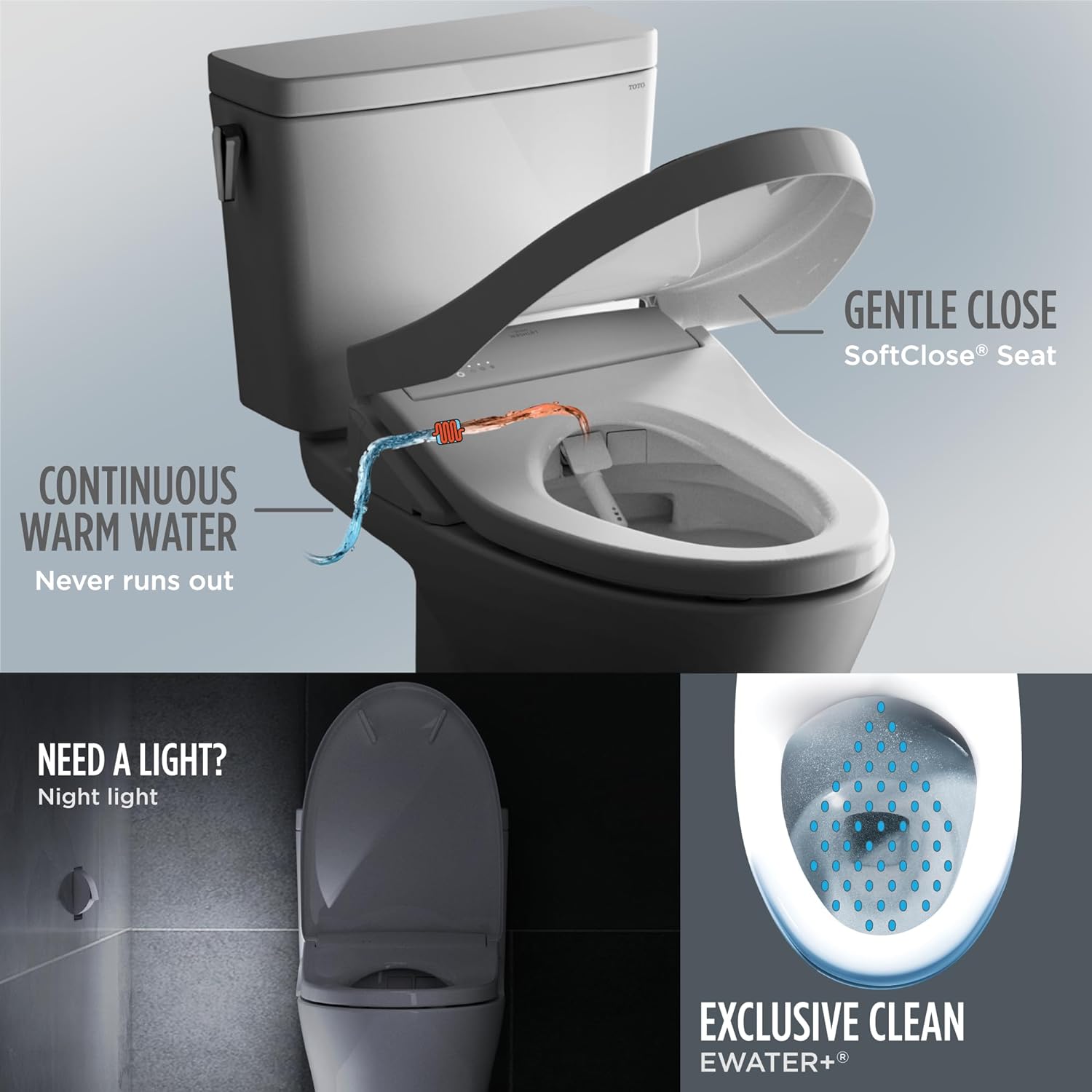 TOTO® Drake® WASHLET®+ Two-Piece Elongated 1.28 GPF TORNADO FLUSH® Toilet and S7 Contemporary Bidet Seat with Auto Flush, Cotton White - MW7764726CEGA#01
