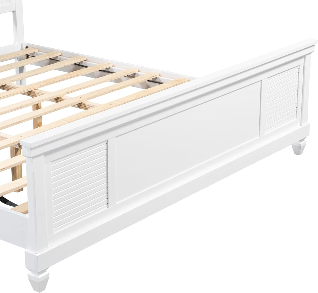 Christopher Knight Home Todie Modern King Size Bed Frame with Headboard, Wooden King Size Platform Bed Frame, Farmhouse King Size Bed Set, No Box Spring Needed, Easy Assembly, White