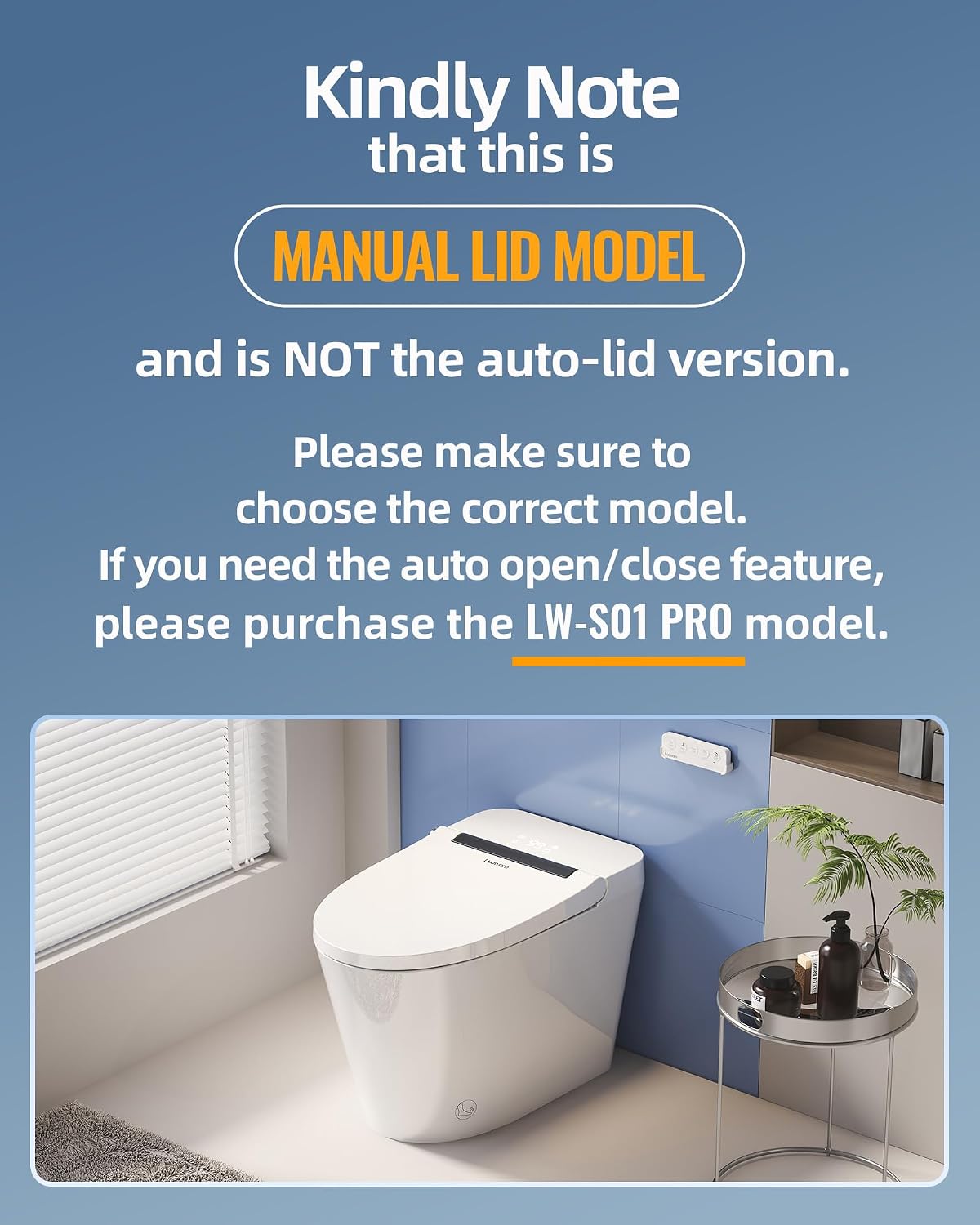 Smart Toilet, One Piece Toilet with Built-in Heated Bidet Seat, Auto Flush, Foot Sensing Flush, Built-in Tank & Pump-Assisted, Warm Water & Dryer, LED Display, Night Light, Manual Lid