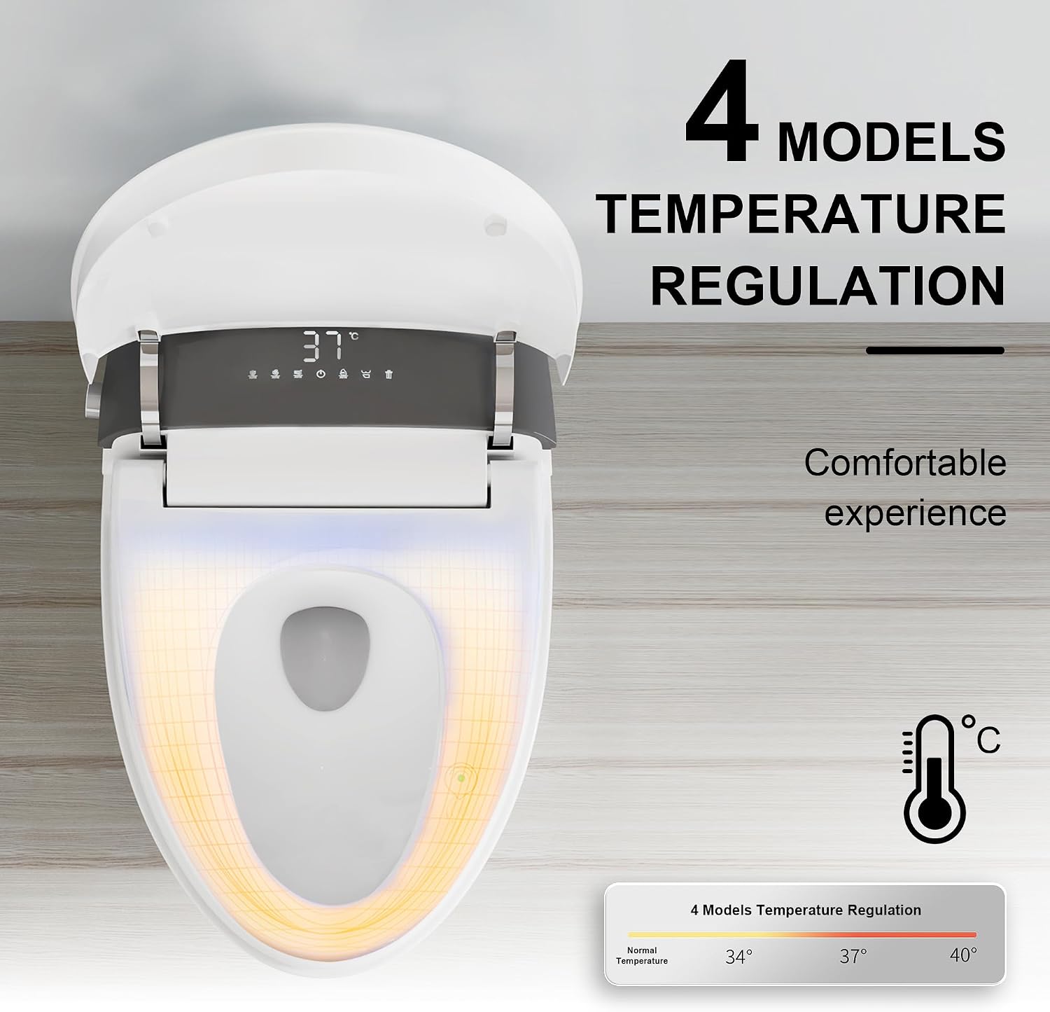 Smart Toilet with Powerful Flush, Bidet with Instant Warm Water, Modern Elongated Tankless Toilet with Foot Sensor, Heated Bidet Seat & Dryer,LED Display, Night Light, Deodorization (White)