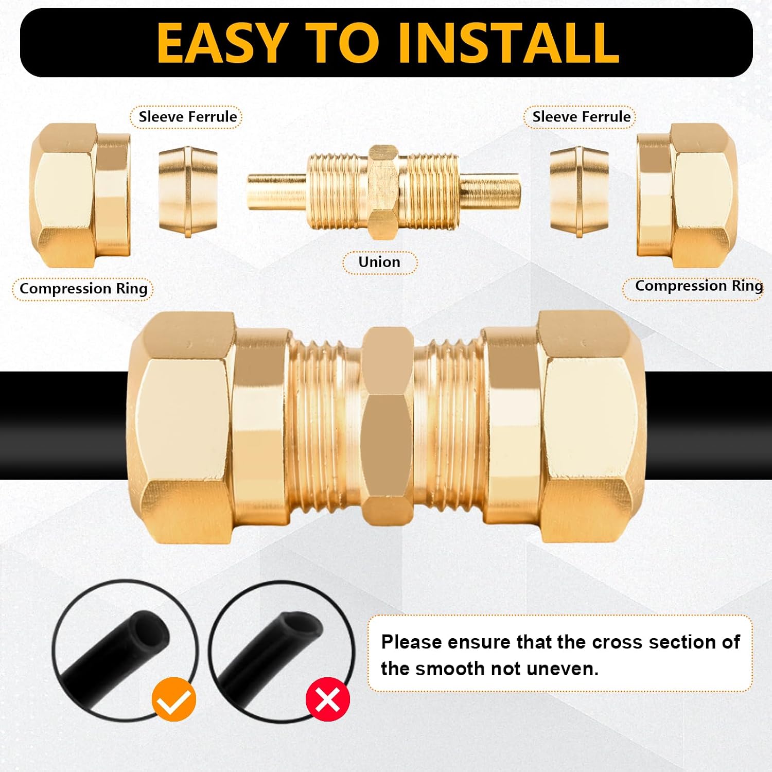 220Pcs Brass DOT Air Line Fittings Push Lock Air Fittings & Air Nylon Tube Compression Fittings Kits,1/4' 1/8' 3/8' 1/2' NPT Push To Connect Fittings Quick Connect Air Hose Fittings Assortment
