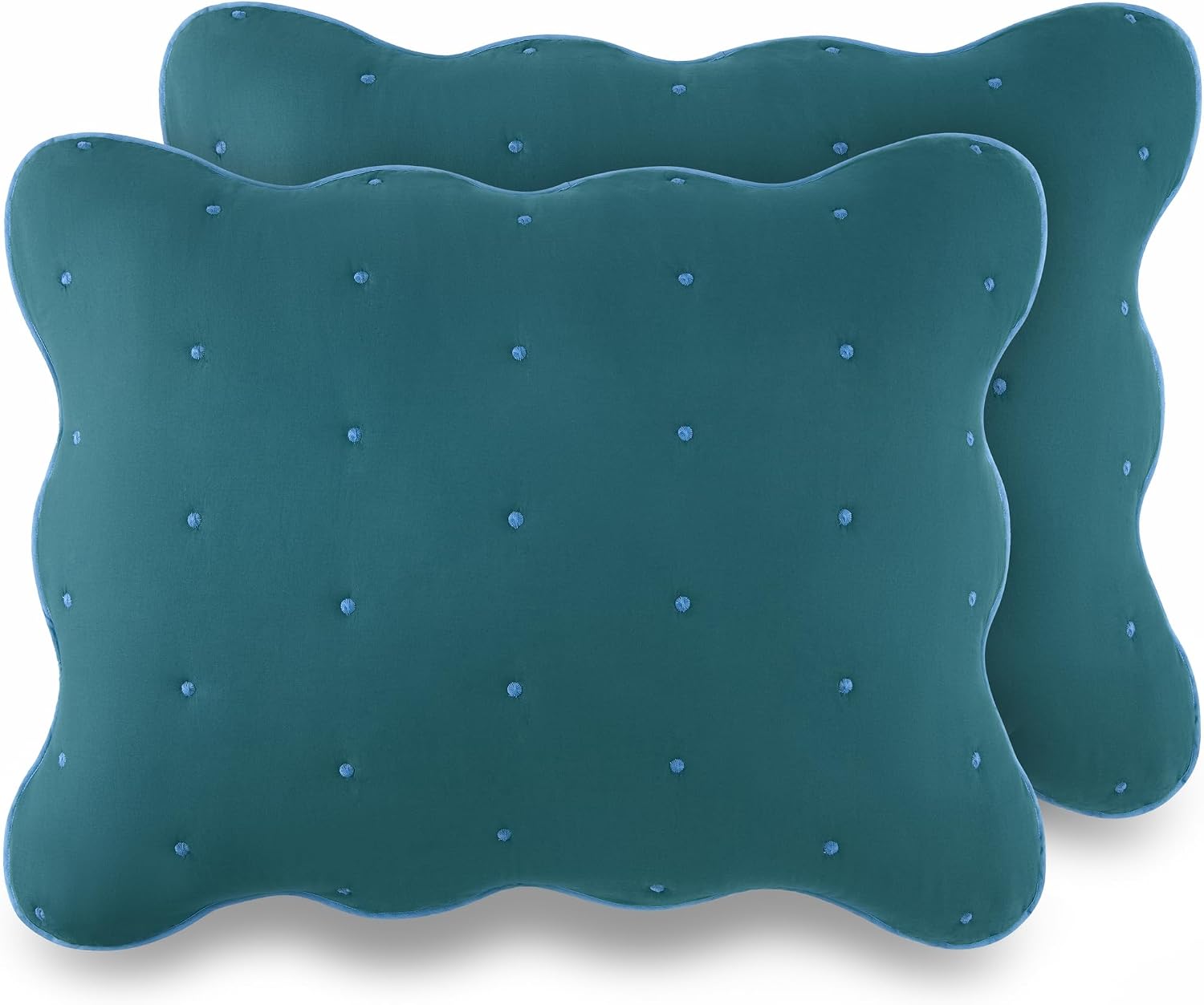 kate spade new york Scalloped Edge 3-Piece King Quilt Bedding Set, 100% Cotton Voile Reversible Cover, All Season Bedding, Machine Washable, Blue Spruce