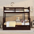 Harper & Bright Designs Twin Over Full Bunk Bed with Two Storage Drawers,Guardrails and Ladder,Solid Wood Bunk Bed Convertible to 2 Separated Platform Beds (Espresso)