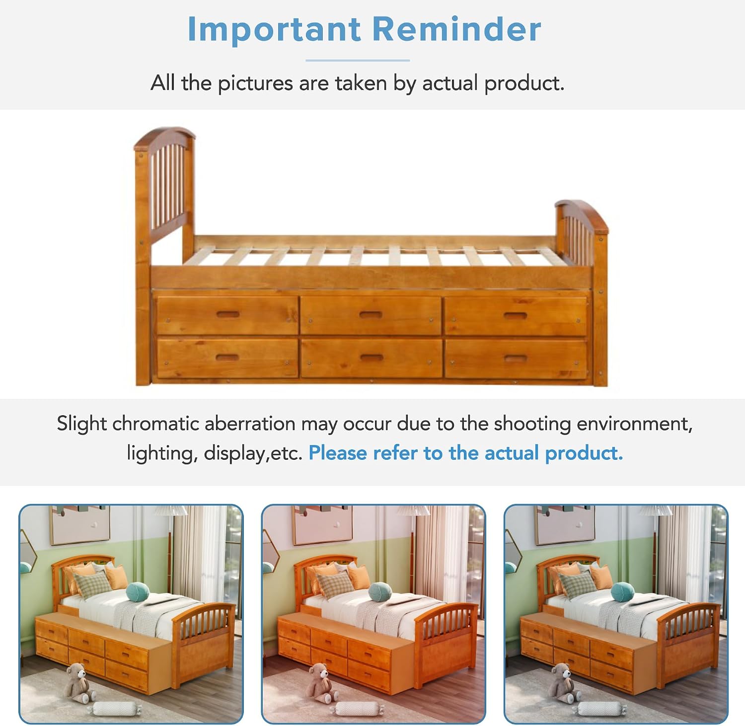Merax Twin Size Platform Storage Bed Solid Wood Bed with 6 Drawers