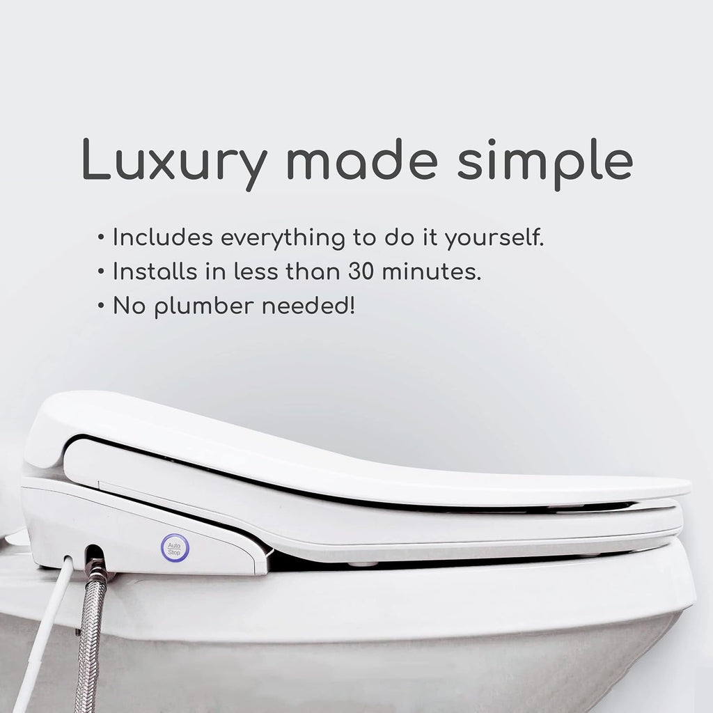 By Fluidmaster 9500E-001 Electronic Bidet Heated Toilet Seat with Warm Water and Air Dryer, Deodorizer, Easy Install, Elongated, White
