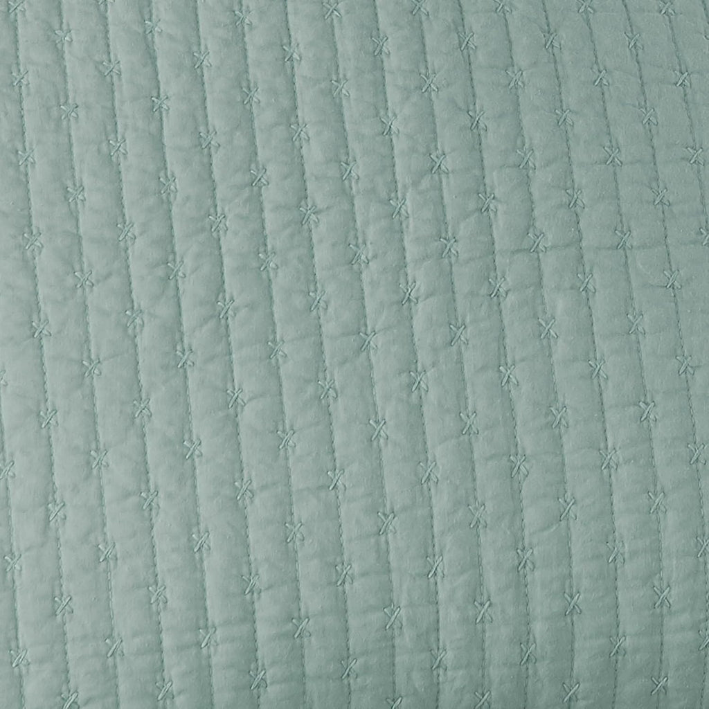 Levtex Home Cross Stitch Reversible King/Cal King Quilt Set (106x92in) with 2 Pillow Shams (36x20in) - Stitch Texture - Blue Haze - Cotton King Size Quilt Bedding Set - Lightweight, Soft, Pre-Washed