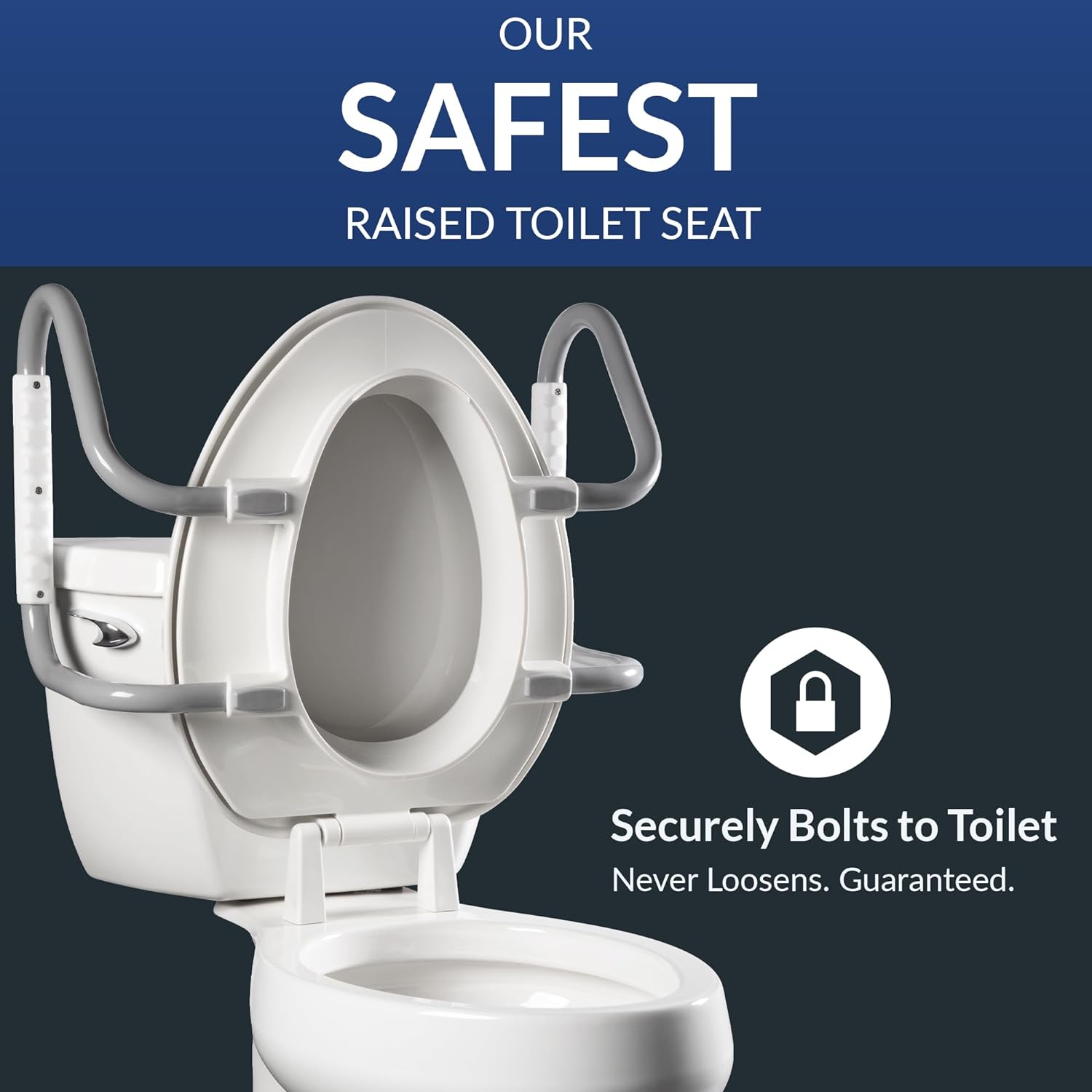 Bemis Assurance 3' Raised Toilet Seat with Handles and Bidet Attachment, Therapist Preferred for Safety, Secure Hinges, Clean Shield Guard, Elongated, White