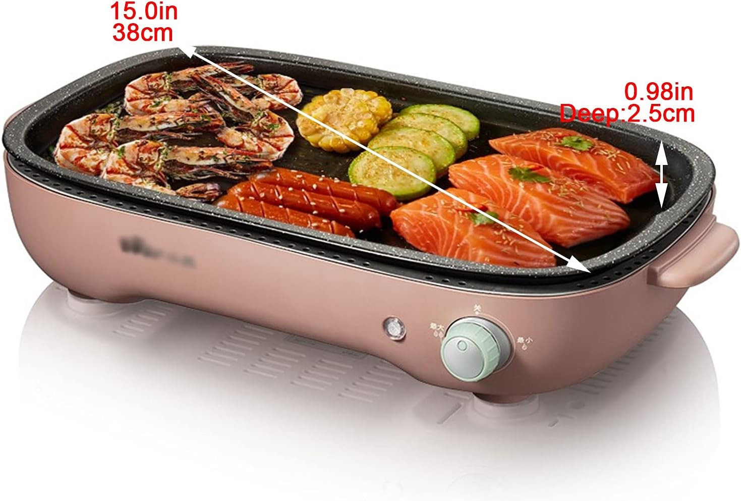 Barbecue Desk Smokeless Indoor Grill 1200W Electric Grill Griddle Removable Non-Stick BBQ Grill Griddle Capacity for 3-5 People Practical Barbecue Tools Tabletop Barbecue