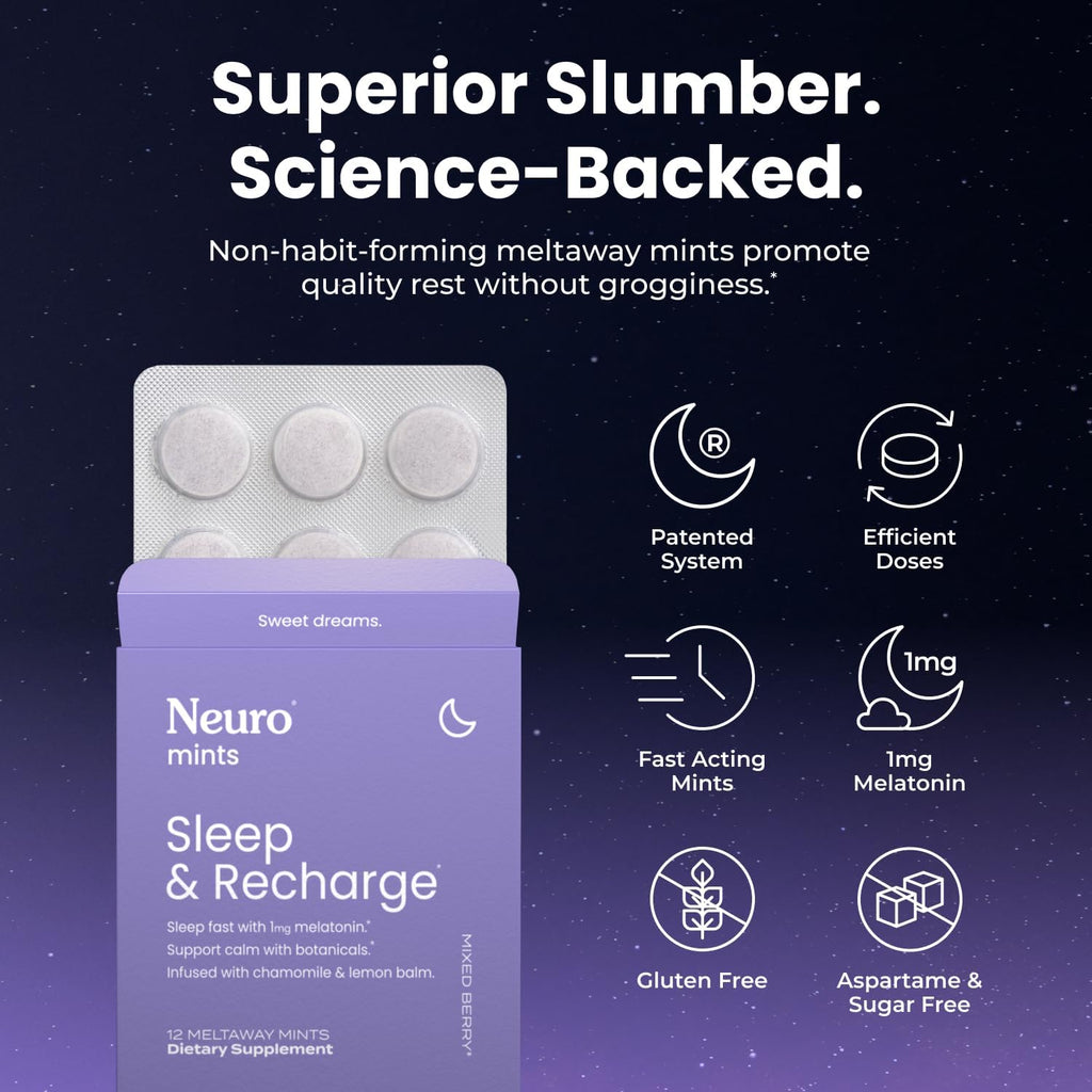 Neuro Day + Night Brain Bundle - Energy & Focus Smart Gum Peppermint, Memory & Focus Gum 90 Count, Sleep & Recharge Mints 72 Count Chamomile & Calm & Clarity Mints Honey Lemon