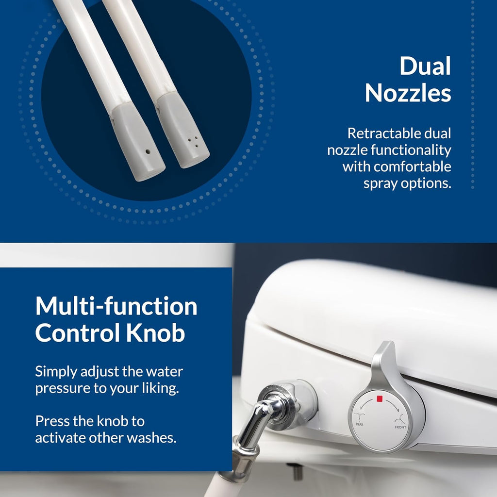 Bio Bidet Bliss BB550 Heated Bidet Seat with Warm Water Wash & Air Dryer, Night Light, Low Profile Design, Elongated