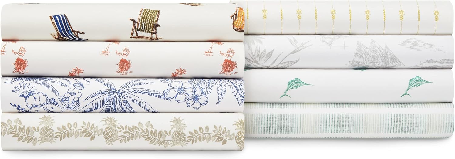 Tommy Bahama - King Sheets, Cotton Percale Bedding Set, Crisp & Cool, Stylish Bedding Set (Off The Grid Green, King) (Pack of 2)
