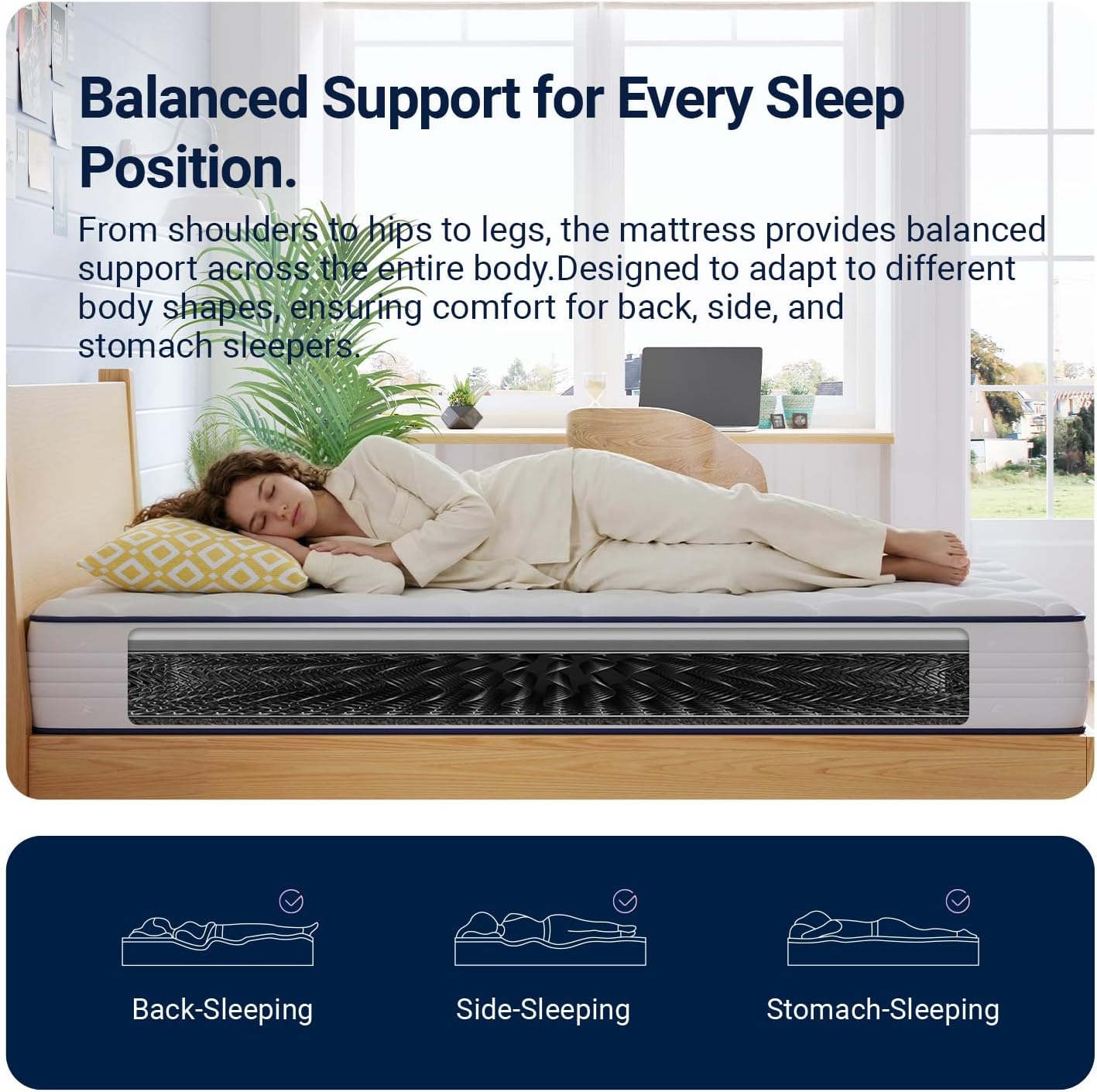 Avenco 6 Inch Full Size Mattress for Deep Sleep, Full Mattresses with Innerspring for Pressure Relief, Foam and Spring Hybrid Colchones Breathable Cover CertiPUR-US Certified Bed Mattress in a Box