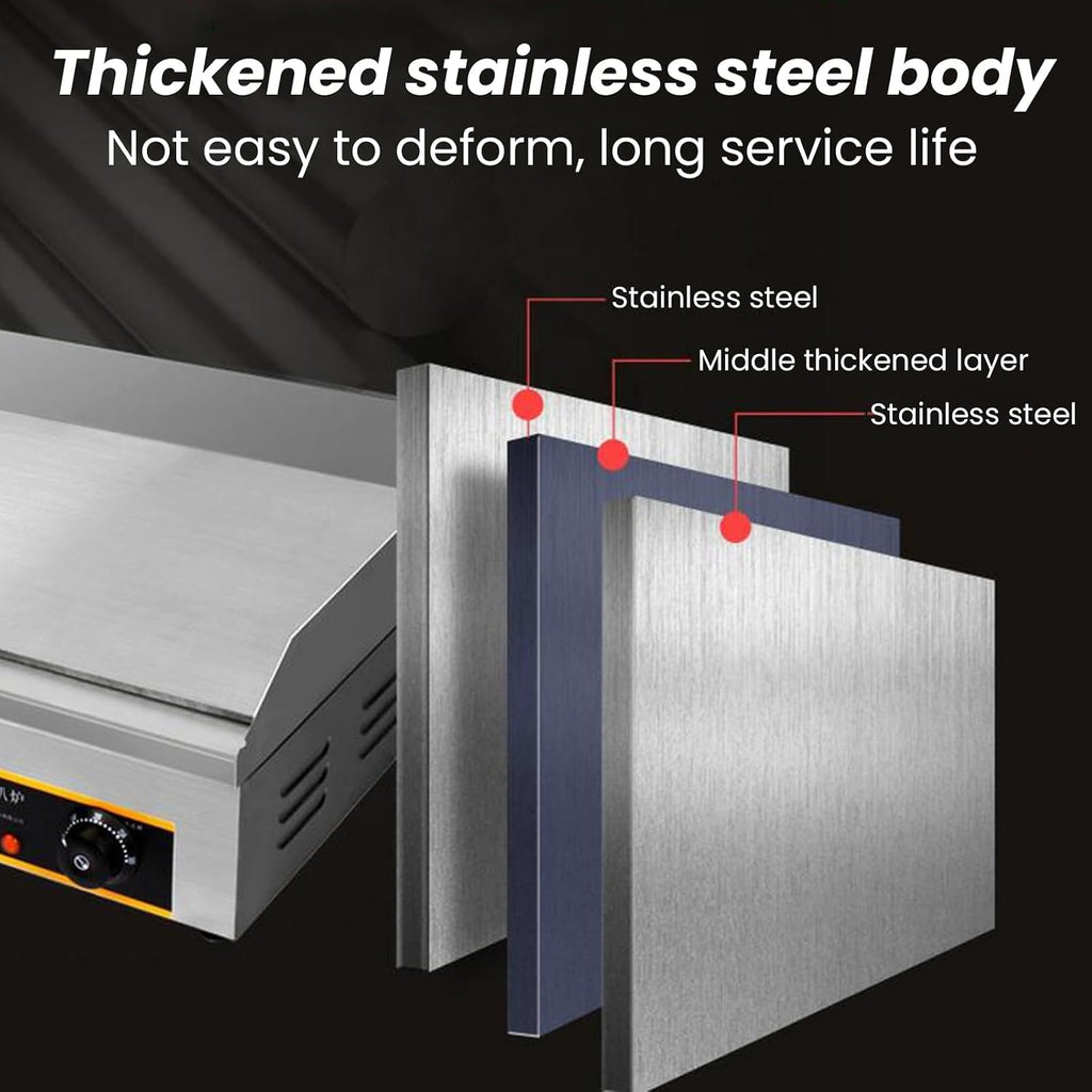 Commercial Electric Griddle 29', 4400W Stainless Steel Countertop Griddle Nonstick Flat Top Grill Indoor with 122℉-572℉Dual Temperature Control