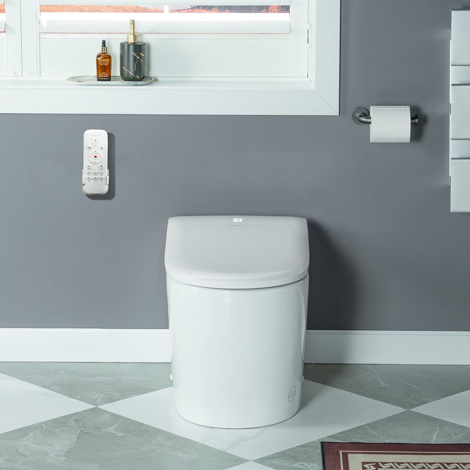 WOODBRIDGE ADA Height Smart Toilet – Auto Lid Open/Close, Foot Sensor, Zero Pressure System, Aromatherapy System, Self-Cleaning Nozzle, Multi-Function Washing & Warm Air Dry